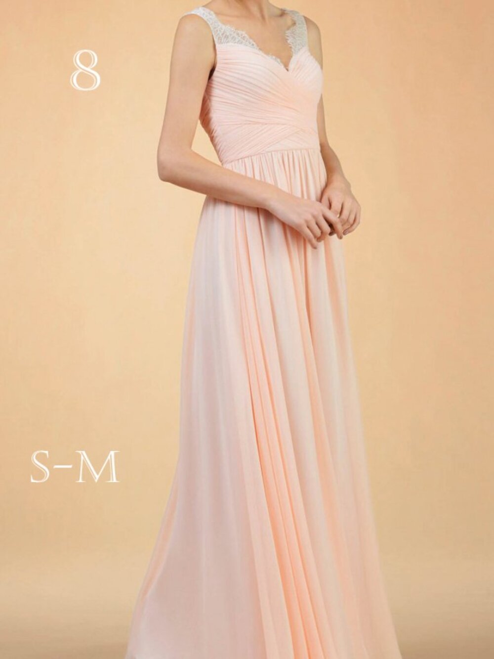 NWT Awei Bride Bridesmaid Bride Blush Chiffon Lace Bridal Gown Pink Size 36/6